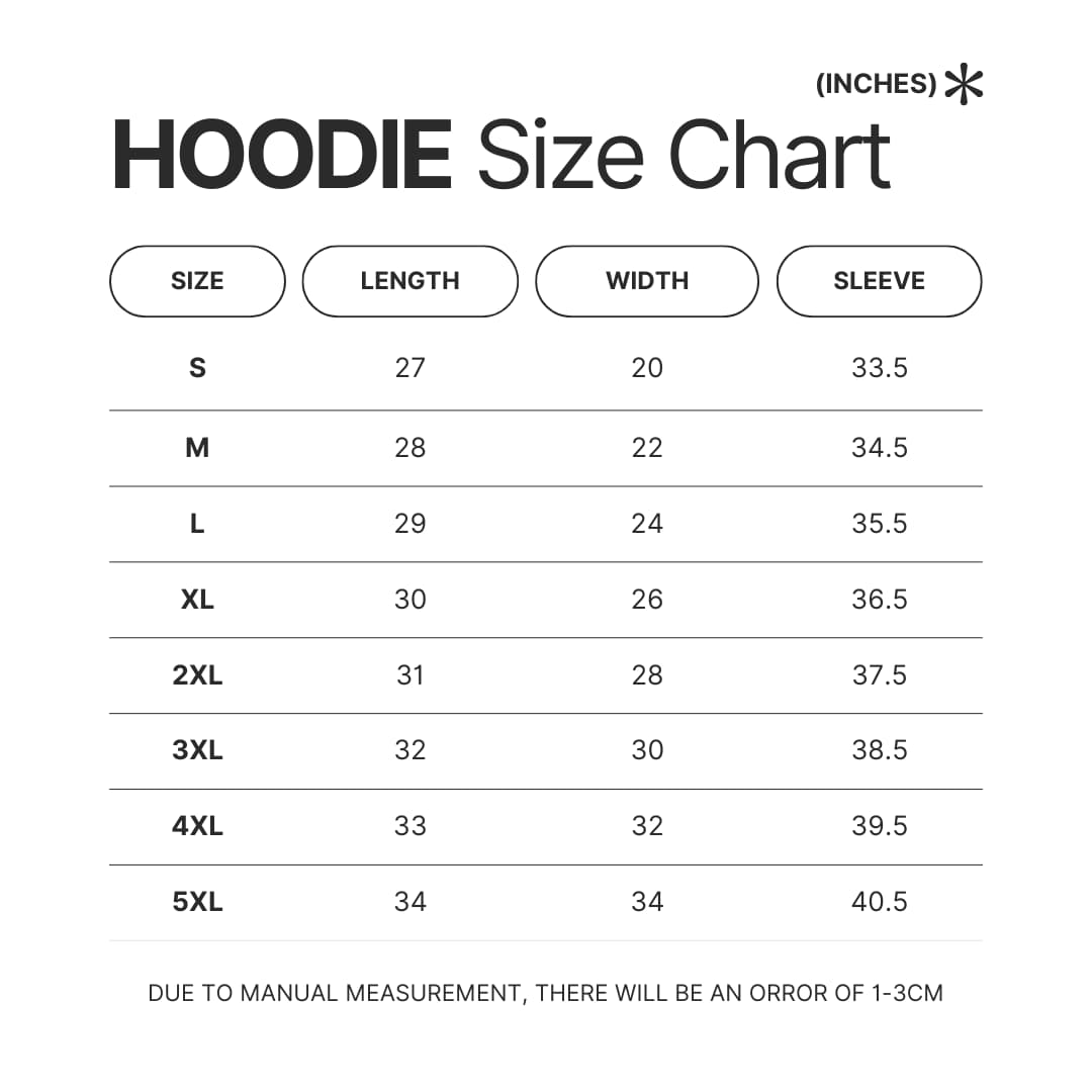 Hoodie Size Chart - Donkey Kong Merch