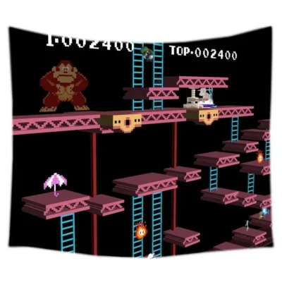 Donkey Kong Pattern Tapestry Decorative Wall Hanging Carpet Bedding Outlet Door Curtain Textiles 5 - Donkey Kong Merch