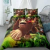 Monkey Cartoon Donkey Kong Duvet Cover Set King Queen Double Full Twin Single Size Bed Linen 2 - Donkey Kong Merch