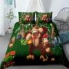 Monkey Cartoon Donkey Kong Duvet Cover Set King Queen Double Full Twin Single Size Bed Linen 3 - Donkey Kong Merch