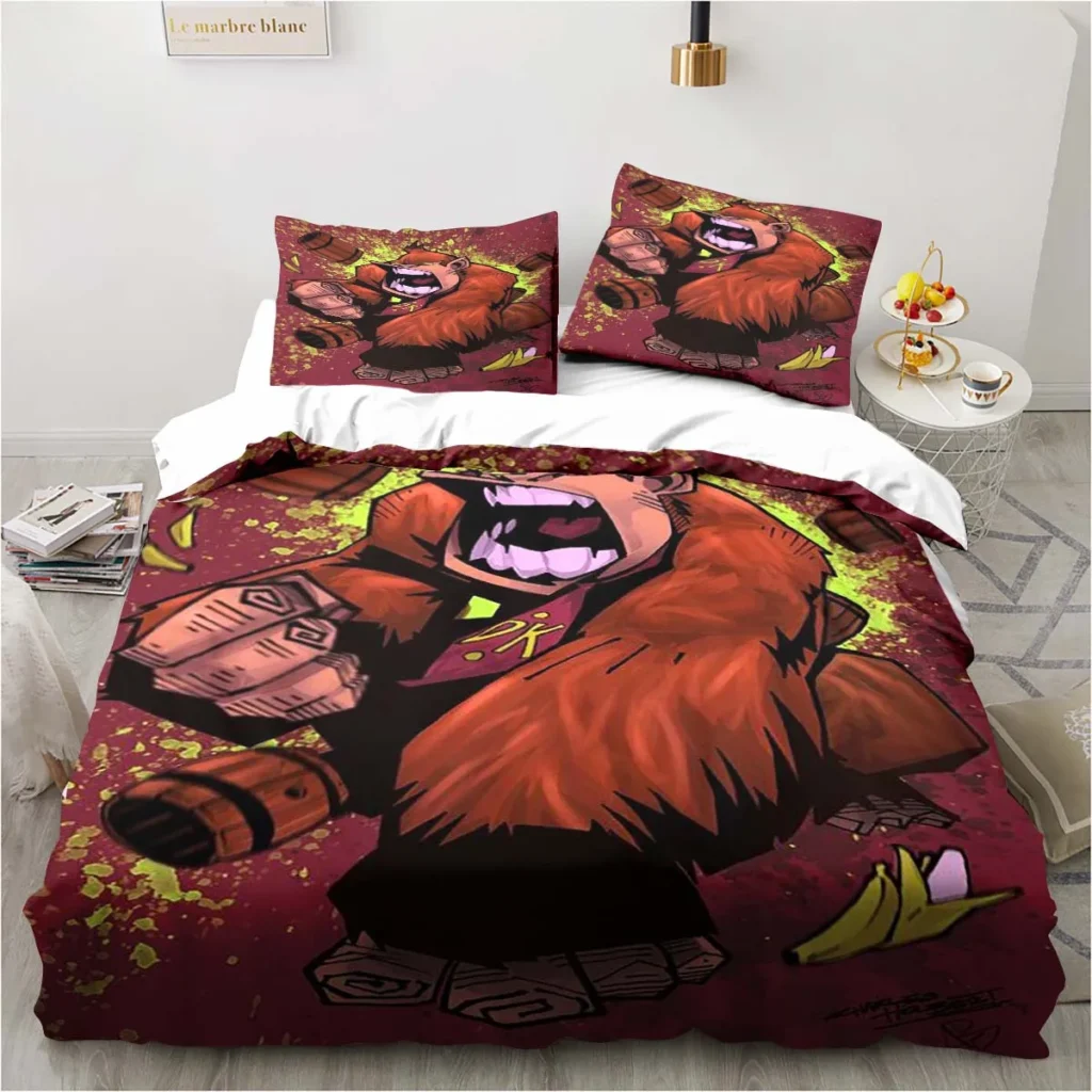 Monkey Cartoon Donkey Kong Fashion Cartoon Duvet Cover Set Three piece Bed Set King Size Double - Donkey Kong Merch