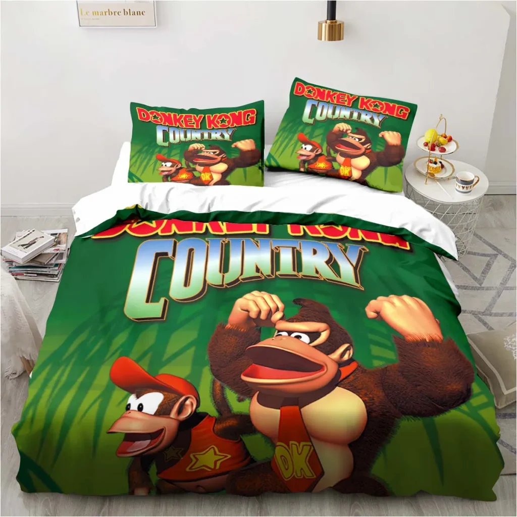 Monkey Cartoon Donkey Kong Fashion Cartoon Duvet Cover Set Three piece Bed Set King Size Double 14 - Donkey Kong Merch