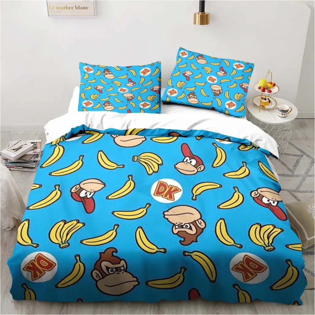 Monkey Cartoon Donkey Kong Fashion Cartoon Duvet Cover Set Three piece Bed Set King Size Double 2 - Donkey Kong Merch