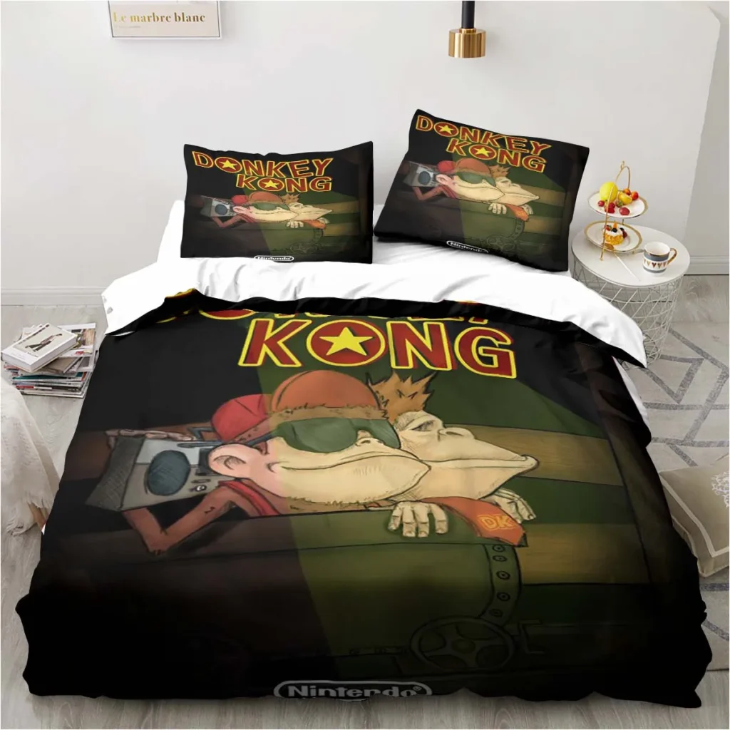 Monkey Cartoon Donkey Kong Fashion Cartoon Duvet Cover Set Three piece Bed Set King Size Double 3 - Donkey Kong Merch