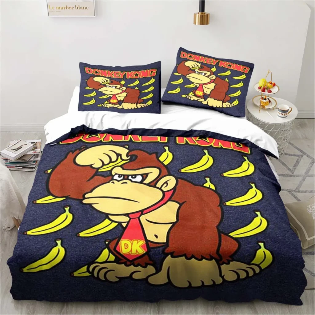 Monkey Cartoon Donkey Kong Fashion Cartoon Duvet Cover Set Three piece Bed Set King Size Double 6 - Donkey Kong Merch