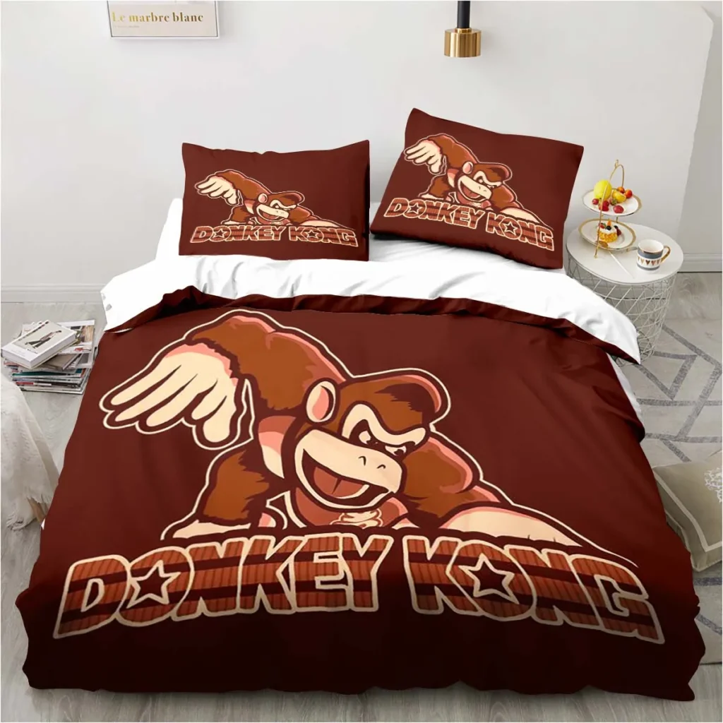 Monkey Cartoon Donkey Kong Fashion Cartoon Duvet Cover Set Three piece Bed Set King Size Double 9 - Donkey Kong Merch