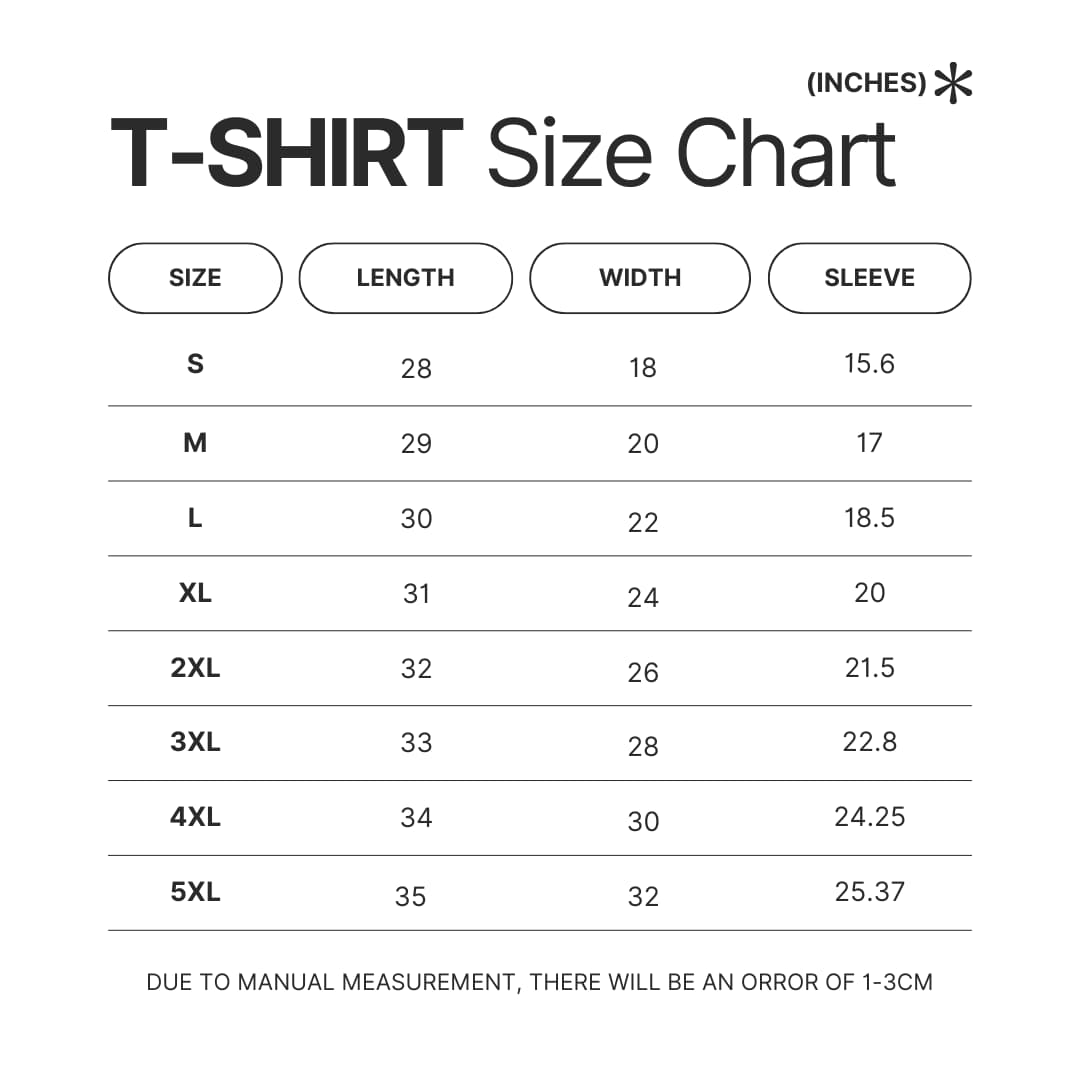 T shirt Size Chart - Donkey Kong Merch