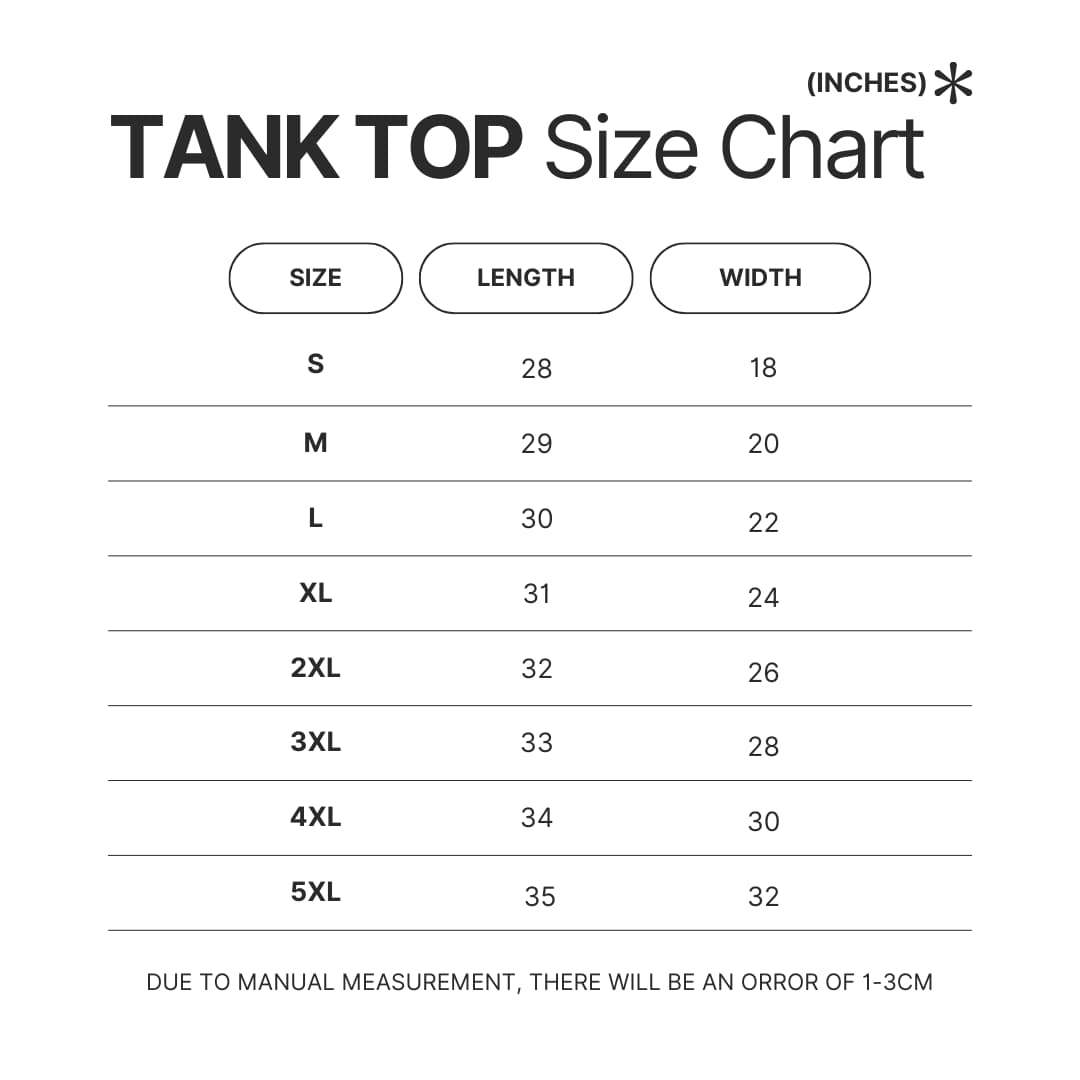 Tank Top Size Chart - Donkey Kong Merch