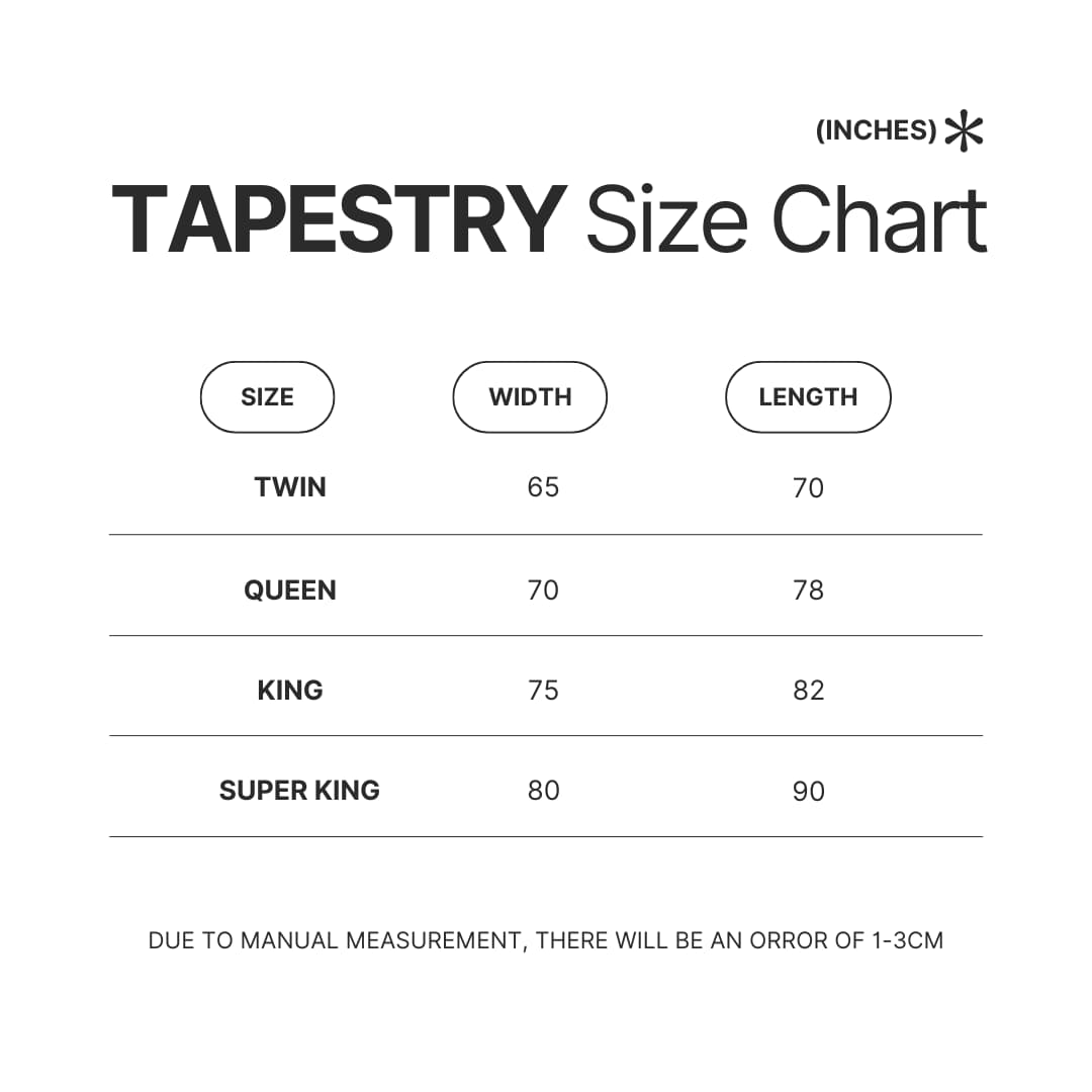 Tapestry Size Chart - Donkey Kong Merch