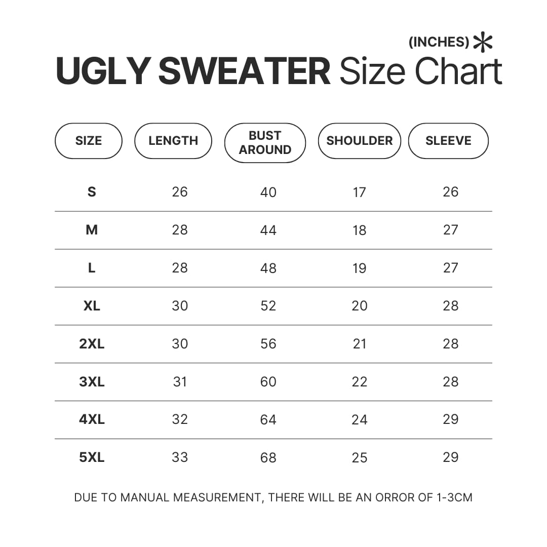 Ugly Sweater Size Chart - Donkey Kong Merch