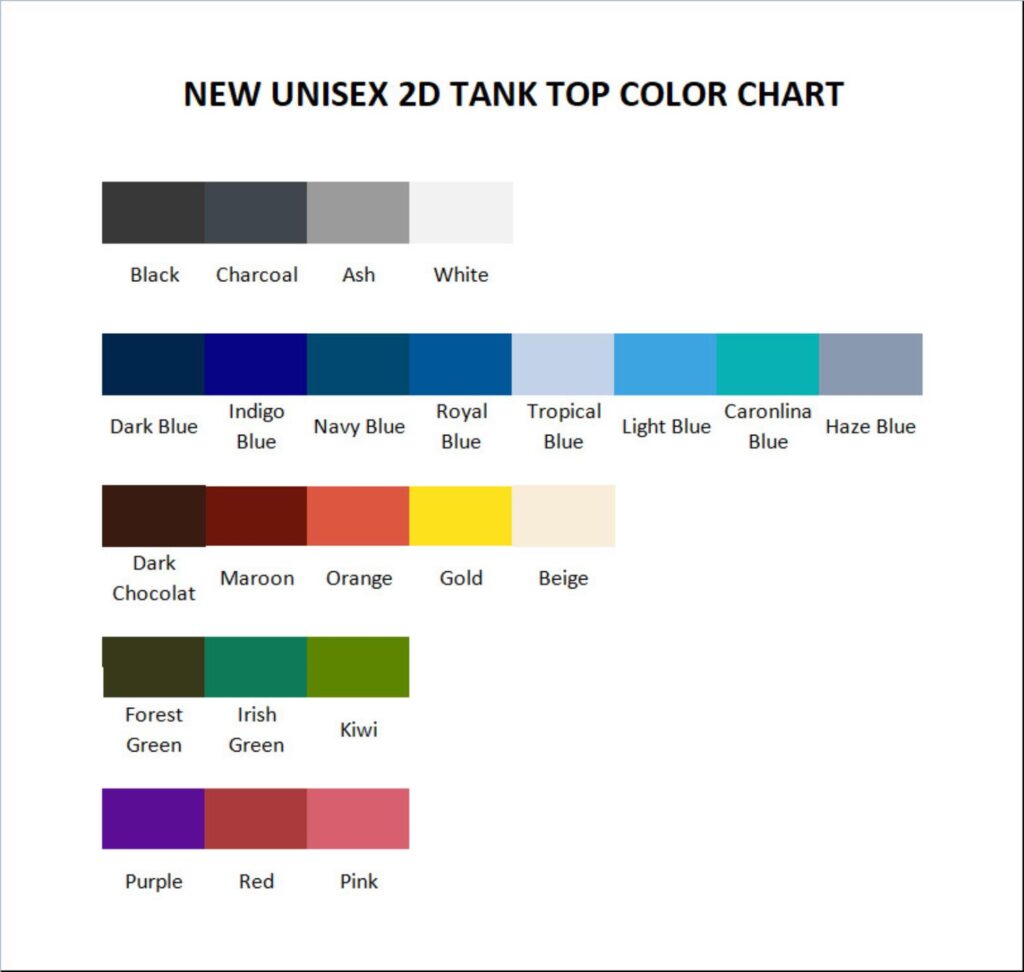 tank top color chart - Donkey Kong Merch