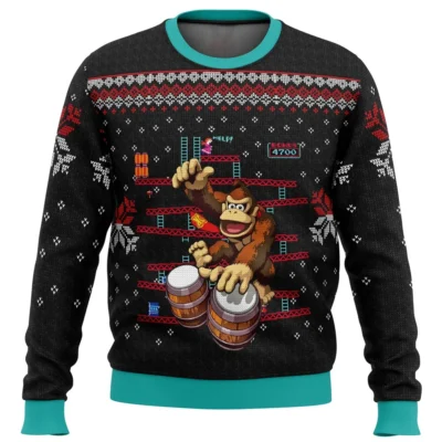 Donkey Kong Drums Ugly Christmas Sweater - Donkey Kong Merch